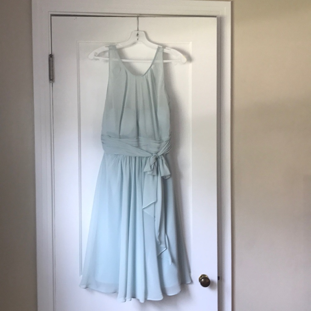 Alexia Designs bridesmaids dress in misty blue